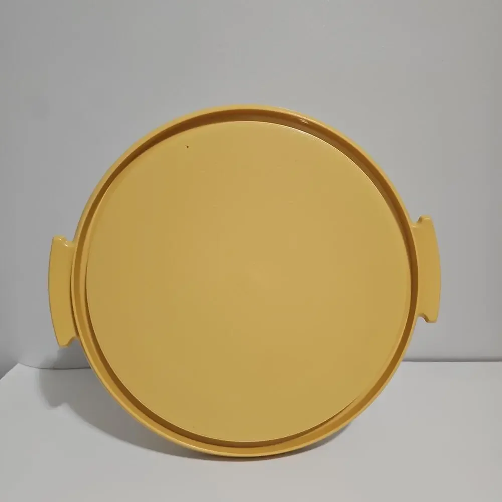 Vintage Tupperware Cake Carrier 684-5 & 683-5 Gold Harvest Round Pie Storage